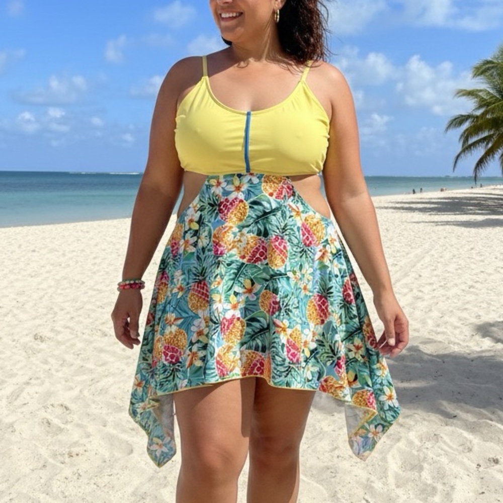 Pineapple Print Swim Dress